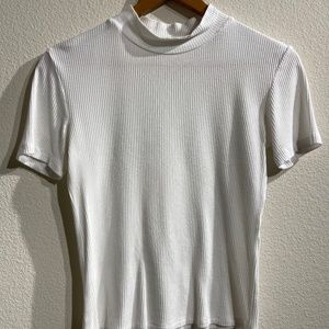 Zara High Neck White Short Sleeve Tee